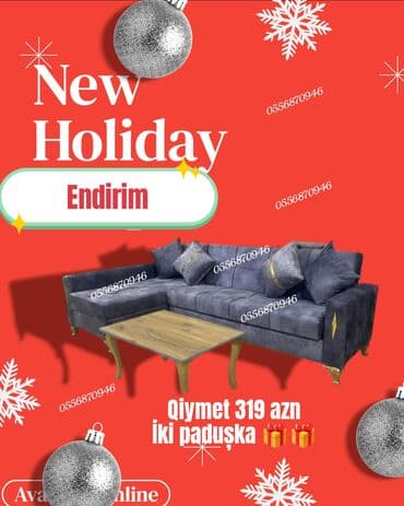 divan ve kreslo: Künc divan, Qonaq otağı üçün, Parça, Bazalı, Açılan, Kitab — 7