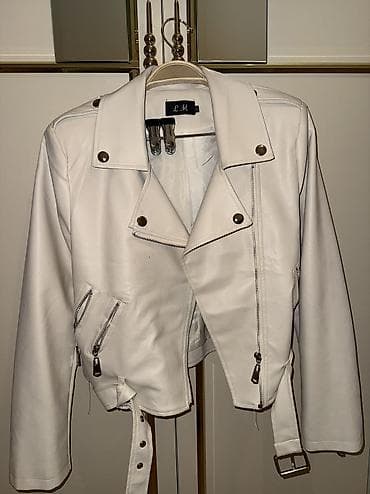 Krem rəngdə dəri pencək. Etiketdə L yazılıb amma Xs və S xanımlar üçün — 1