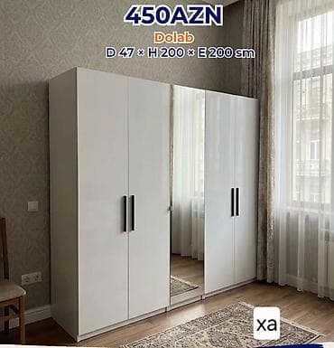 mebel original: Dolab – 450 AZN Ölçülər: Dərinlik 47 sm × Hündürlük 200 sm × En 200 — 1