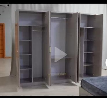 hamam ucun dolab: 6 qapı, Güzgülü, Boz, Digər material, Açılan, Düz dolab — 1