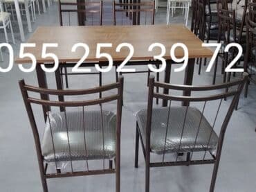 stol və stul dəstləri: Yeni, Dördbucaq masa, 4 stul, Açılmayan, Stullar ilə, Metal, Azərbaycan — 6