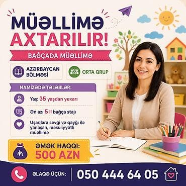 bağçada tərbiyəçi: Bağçada müəllimə vakansiyası Ünvan: Nəsimi rayonu, 4 cü mkr kruqun — 1