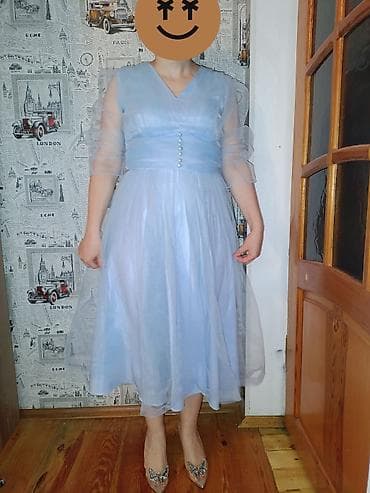 ted baker: Mavi rəngli zərif şifon/tyul paltar - Brend: Esset (etiketdə — 1