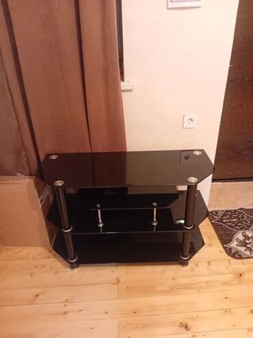 тв стенд: Прямой ТВ стенд, С полками, Стеклянный — 3