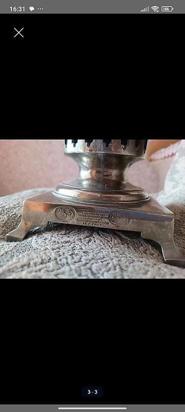 Antik samovar – metal korpuslu, klassik kömür/odunla işləyən model -