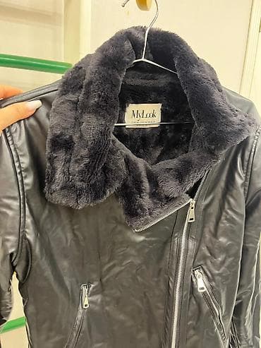 Qadınlar üçün qara “MyLook” qış gödəkçəsi Qisa Don, Yun Qısa Qol