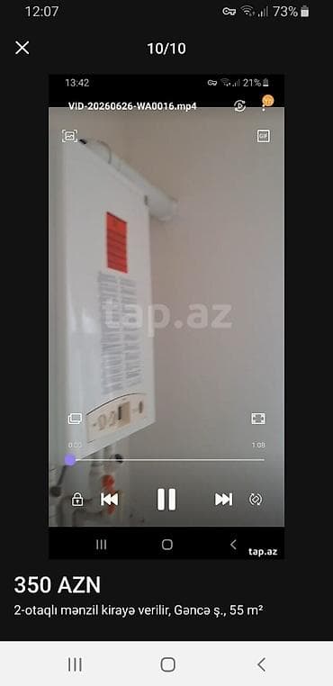 gen: Kirayə verilir: 2 otaqlı mənzil, Gəncə şəhəri, 55 m² Xüsusiyyətlər: - — 1