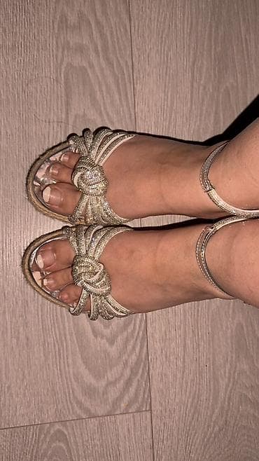 Босоножки, сандалии, шлепанцы: Размер: 37.5, цвет - Серебристый, Новый — 7