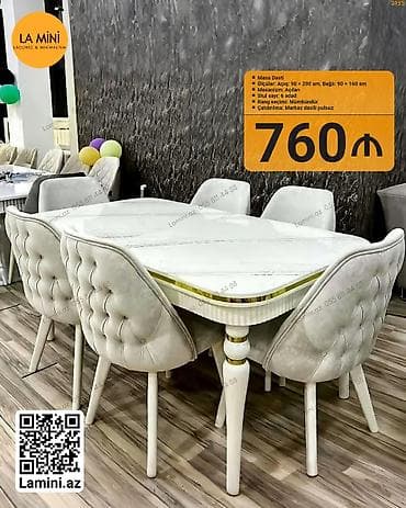 stullar satilir: Qonaq otağı üçün, Açılan, Dördbucaq masa, 6 stul — 1
