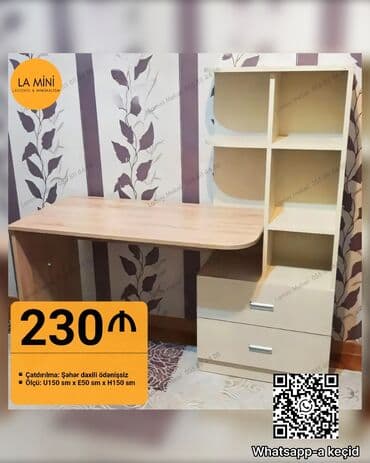 стол нержавейка: Kompüter masası, Yeni, Açılmayan, Laminat, Dördbucaq masa — 6