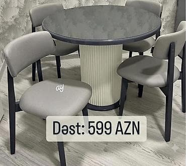 Dəyirmi yemək/qonaq masası dəsti - Komplekt: 1 ədəd dəyirmi masa + 4