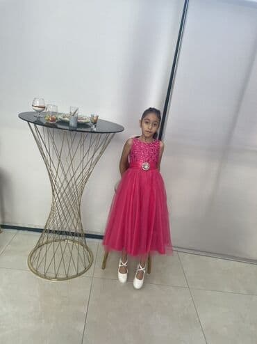 qız və gəlin nömrələri: Uşaq üçün bayramlıq/ziyafət donu - Rəng: parlaq fuşya/çəhrayı - Üst — 2