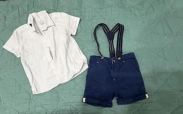 Uşaq üçün klassik dəst - Köynək: qısaqollu, ağ rəngdə, düyməli