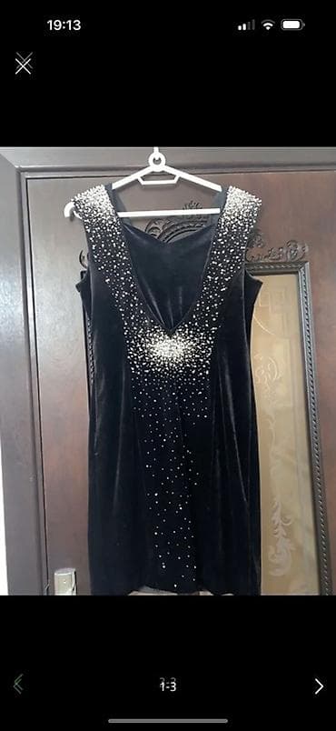 qara kapron: Qara məxmər gecə donu 46-48 razmere olar - Parça: yumşaq, parlaq — 2