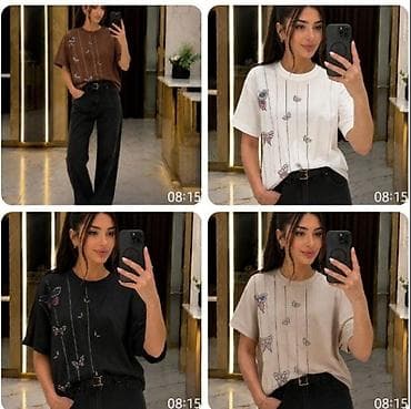 star silim: Qadın T-shirt – kəpənək naxışlı - Modellər: qısaqol, rahat kəsim — 1