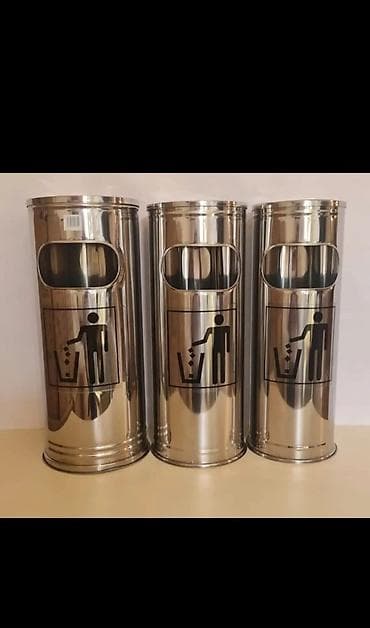 Paslanmayan poladdan hazırlanmış bu silindrik zibil qutusu həm daxili