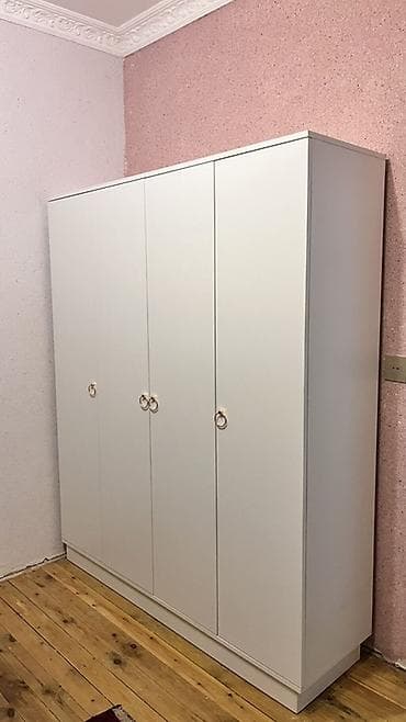 Yeni, 4 qapılı, Siyirməli, Ağ, Digər material, Açılan, Düz dolab