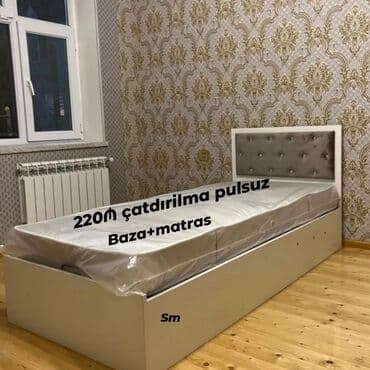 tək carpayilar: Təknəfərlik çarpayı, Bazalı, Matras ilə, Siyirməsiz, Azərbaycan — 3