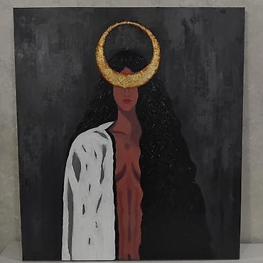 Orijinal əl işi. 80×90 sm. Kətan üzərində akril və yağlı boya