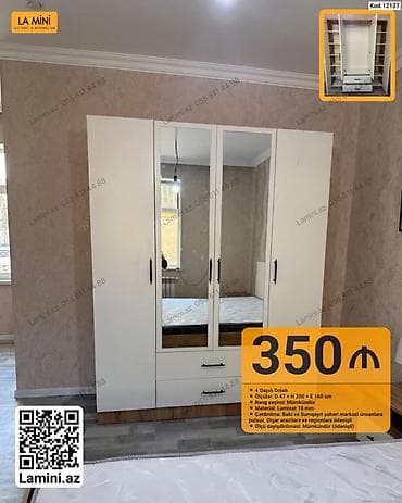 4 qapılı dolab – Kod: 12127 - Ölçülər: D 47 × H 200 × E 160 sm - — 1