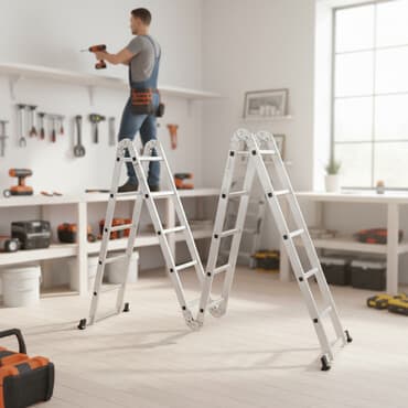 Dörd hissədən ibarət olan bu yığcam alüminium nərdivan, müxtəlif işlər