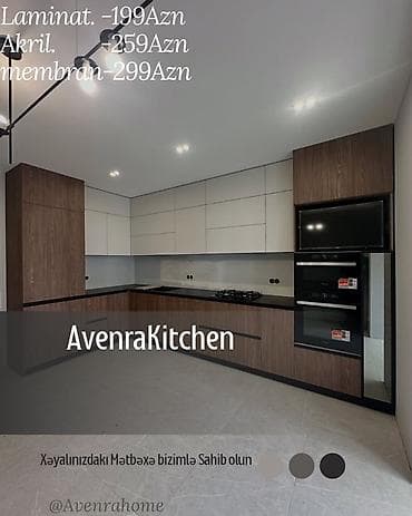 Sifarişlə mətbəx dəsti, Özü çəkən petlələr, Sadə laminat, Kredit var, Pulsuz çatdırılma, Ödənişli çatdırılma, Rayonlara çatdırılma