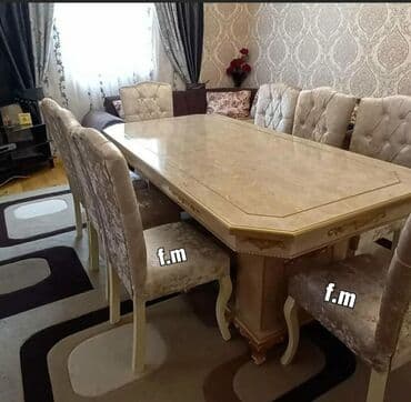 boyama seti: Qonaq otağı üçün, Yeni, Açılmayan, Dördbucaq masa, 6 stul — 1