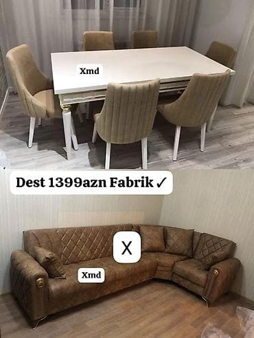 reception masa: Mebəl dəsti – Fabrik istehsalı - Yemək masası və 6 ədəd stul • — 1