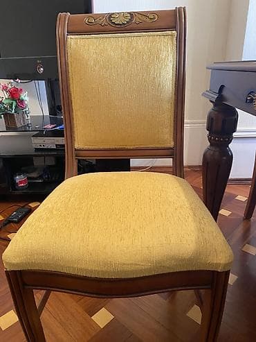 taxta stular: Qonaq otağı üçün, İşlənmiş, Açılan, Dördbucaq masa, 8 stul — 10