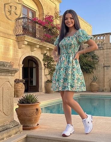 qadin yay etirleri: Qadın geyimləri – yay donları kolleksiyası - Model 1: A-ksətli, dizə — 3