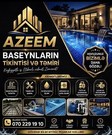 gunəşli inşaat: AZEEM – Baseynlərin tikintisi və təmiri Xidmət sahələri: - — 1