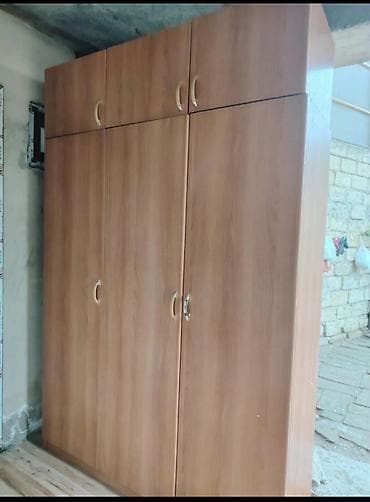 6 qapı, Qəhvəyi, Taxta, Açılan, Düz dolab