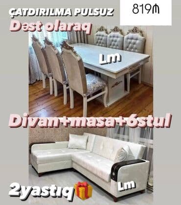 Divan + Masa dəsti Sifarişlə hazırlanır. Dəst şəkildə : 819₼ Divan — 1