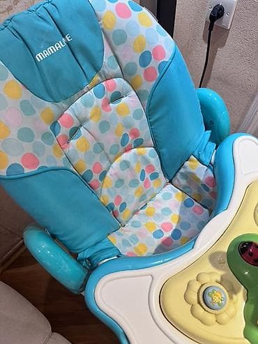 Mamalie uşaq yemək stulu - Rəng: mavi-ağ, rəngli nöqtəli oturacaq - — 2