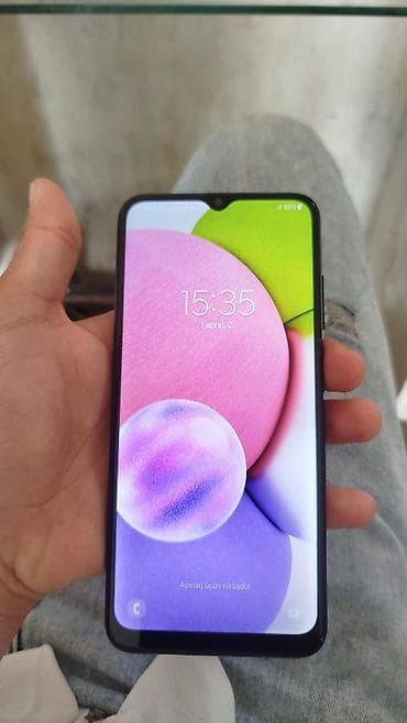 noutbuklar ve qiymetleri: Samsung Galaxy A03s, 32 GB, rəng - Qara, Barmaq izi — 2
