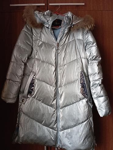 Paltolar: Gümüşü rəngli qadın qış paltosu (uzun, şişmə model)13 14 15 yawa geder — 1