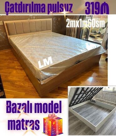 tek kravatlar instagram: Bazalı yataq dəsti – matrasa daxildir - Ölçü: 2 m x 1 m 60 sm - Bazalı — 1