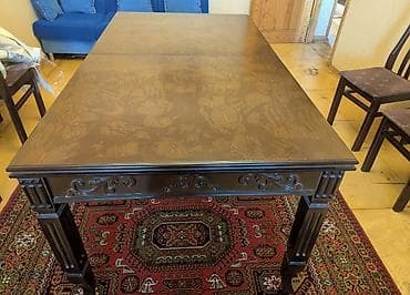 Klassik masa, İşlənmiş, Açılan, Taxta, Dördbucaq masa