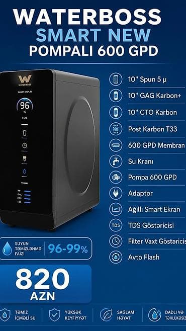 WATERBOSS SMART NEW – Pompalı 600 GPD su təmizləmə sistemi — 2
