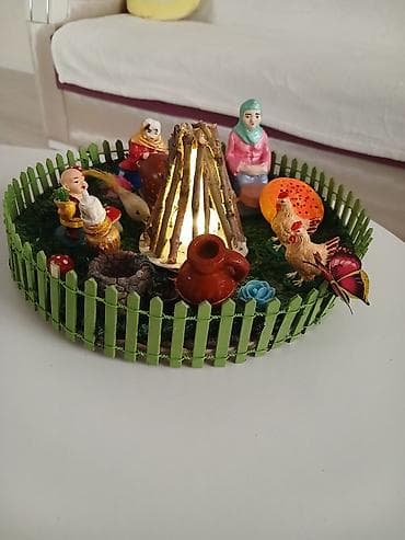 Картины и портреты: Əl işi dekorativ kompozisiya – “Həyət süfrəsi” maketi - Dairəvi əsas — 3