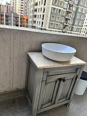 wkaflar: Vanna otağı üçün lavabo dolabı və üstəqoyma qab lavabo - Üst: təbii — 3