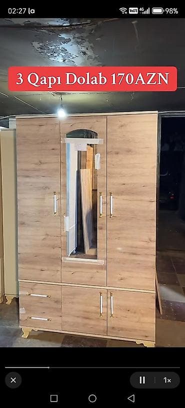 paltar dolabi qiymetleri: Yeni, 4 qapılı, Güzgülü, Bej, Açılan, Düz dolab — 10