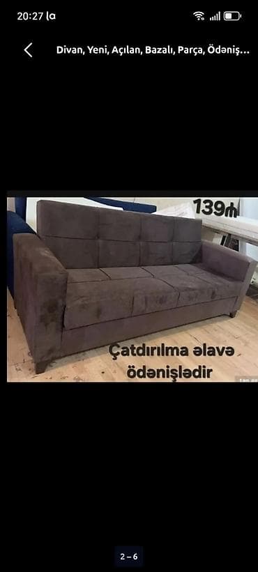 Ev üçün mebel: Divan, Yeni, Açılan, Bazalı, Parça, Ödənişli çatdırılma — 1