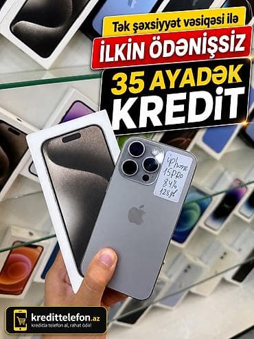 iphone xs pro max: IPhone 15 Pro, 128 GB, Natural Titanium, Zəmanət, Kredit, Simsiz şarj — 1