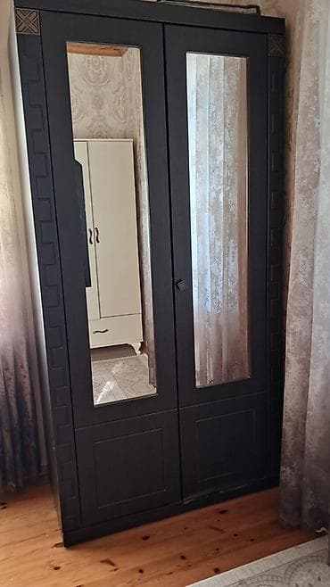 2 qapılı, Güzgülü, Qəhvəyi, Digər material, Açılan, Düz dolab