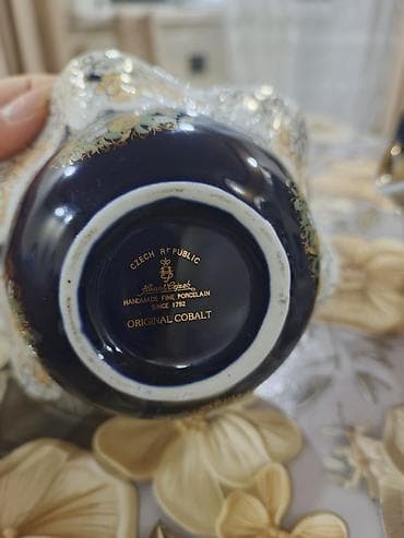 qədimi qab: Çexiya istehsalı “Original Cobalt” kolleksiyasından 2 ədəd əl işi — 3