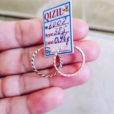 золотые комплекты с бриллиантами в баку: Серьги, Желтое золото, 585 проба, 1 г — 9