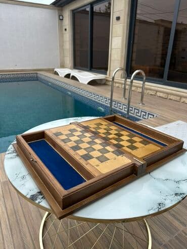 nerd taxta sekilleri: Taxta oyma naxışlı şahmat dəsti - Material: tam taxta korpus, üst — 3