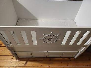 sulu boya: Oğlan və qız üçün, İşlənmiş, Dördbucaq, Beşik, Matras ilə, Yellənmə mexanizmsiz — 3