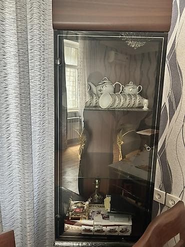 agac gulleri: Şüşəli vitrin dolabı və işıqlı kristal çilçıraq dəsti - Vitrin 1 — 2